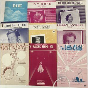1950s Vintage Sheet Music Lot Hey Mr Banjo, Dear Daddy, Rock & Roll Waltz jk32